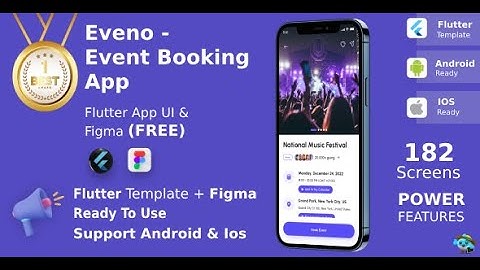 All Event Booking App | UI Kit | Flutter | Figma FREE | Life Time Update | Eveno