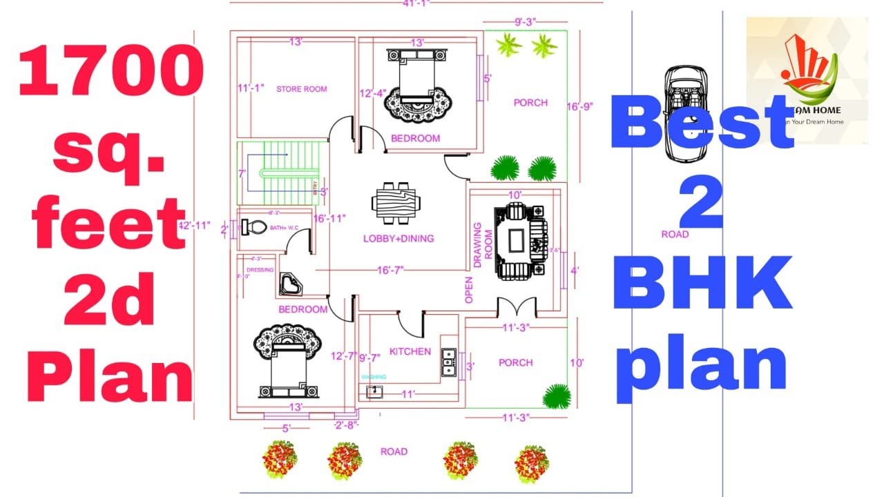 1700 sq feet house plan Home plan in 2d Dream Home 