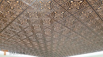 205 Antique Copper Faux Tin Ceiling Tile - DIY Home Decor - Talissa Decor - Install Ceiling Tiles