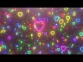 Stunning Falling Neon Hearts Rain Spinning Glowing Rainbow Lights 4K 60fps Wallpaper Background