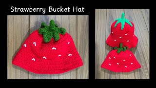 🍓🧶Strawberry Bucket Hat Crochet Kids' Small Size #crochetpattern #simplicity888 #crochettutorial