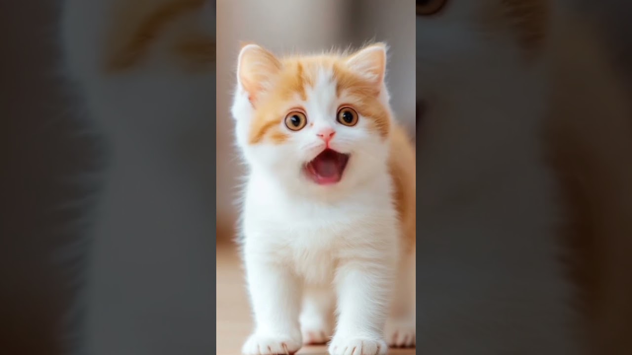 A cute cat sings a song.