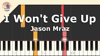 Jason Mraz  I Wont Give Up  Easy Piano Tutorial