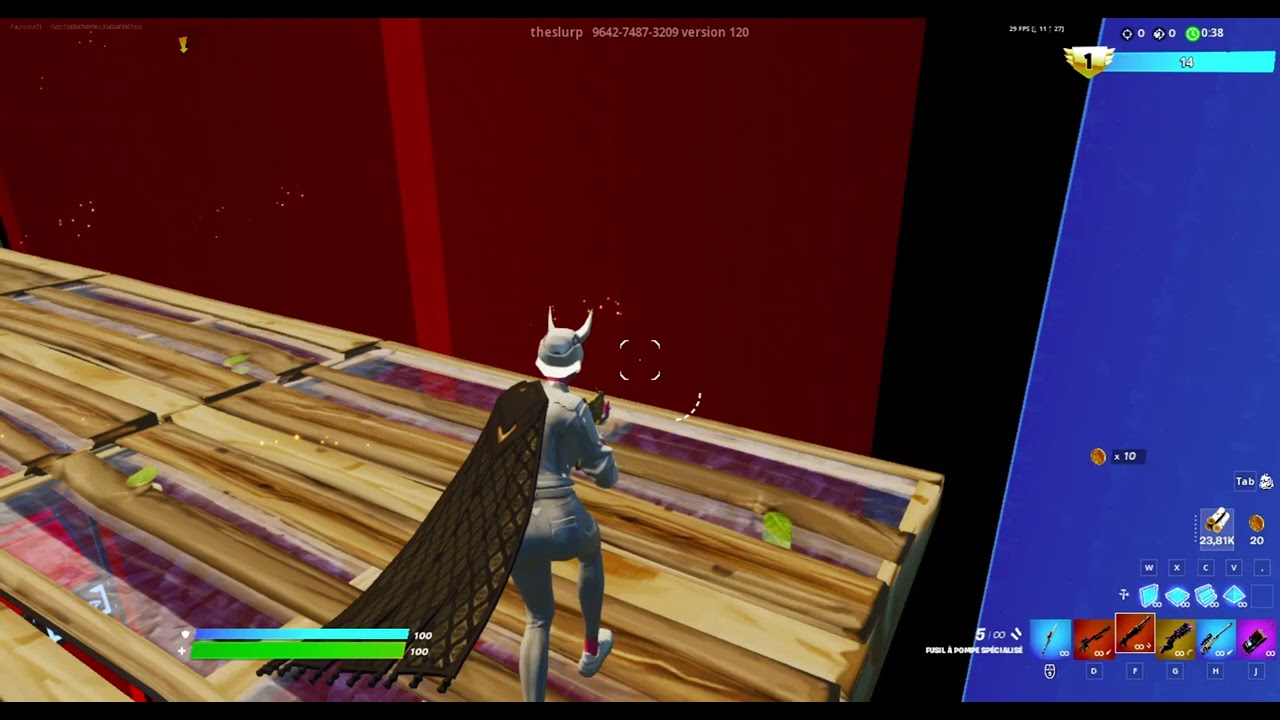 Map xp et bleu contre rouge Fortnite.