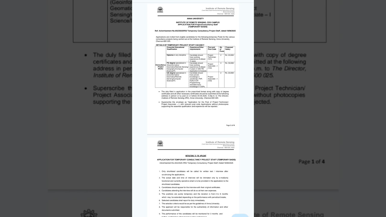 Anna University Job Notification... 