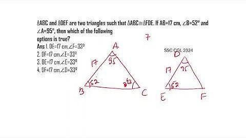 ΔABC and ΔDEF are two triangles such that ΔABC≅ΔFDE