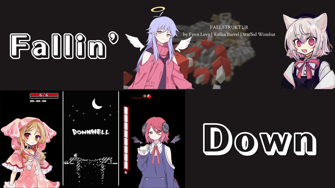 【Fallstructure/Downwell】Fallin’Down【小夜・櫻歌ミコ・ディアちゃん・アルマちゃん実況】
