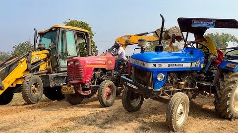 Mahindra 415 DI and Sonalika DI 35 Tractor Fully Loaded Mud With Jcb 3dx Backhoe | Jcb and Tractor