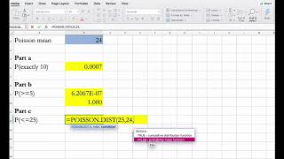 How to find probabilities (Poisson) using the POISSON.DIST function (quick and easy) Dr. Choden