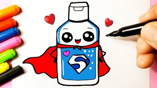 Como desenhar Super Álcool Gel  fofo Kawaii  Desenhos Kawaii - Desenhos para Desenhar