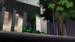 Flash and Superman run away from Omega-Rays _ Just