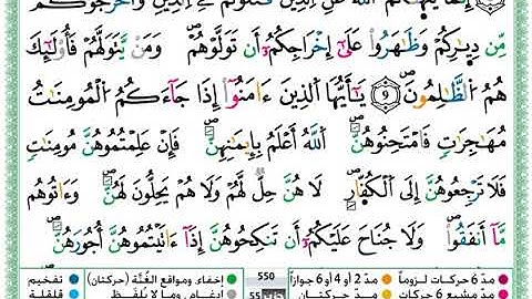 سورة الممتحنة مكتوبة (برواية ورش عن نافع)