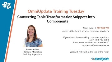 Training Tuesday: Converting Table Transformation Snippets into Components