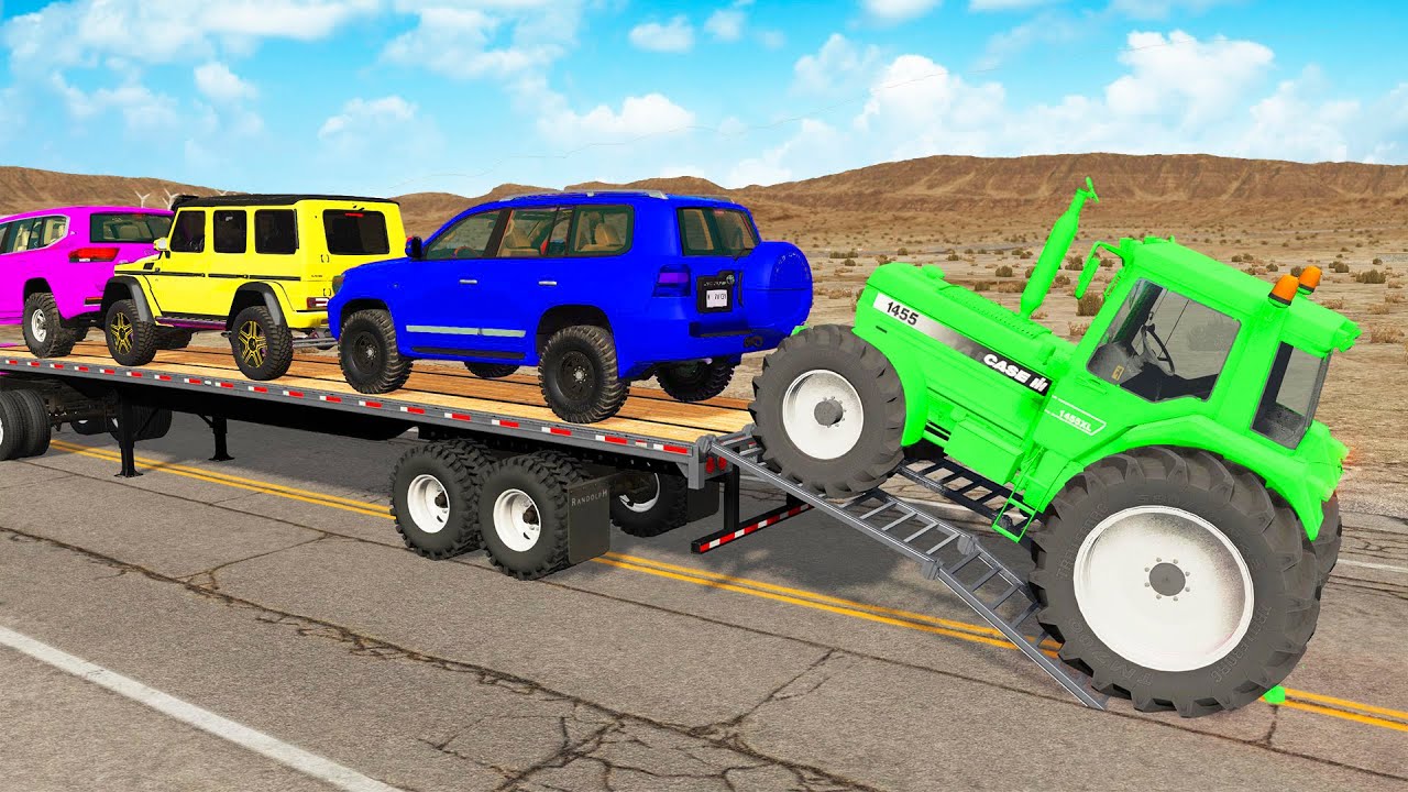 Flatbed Truck Mcqueen | Transportation with Truck - Pothole vs Car #278 - BeamNG.Drive