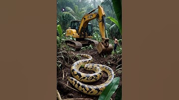 An Excavator Strike A Huge Python#pythonencounter #giantpython #giantanimal #python
