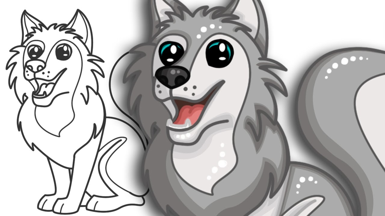 How To Draw A Wolf Cute And Easy Step By Step Drawing Youtube