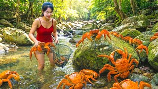 A Bountiful Crab Harvest: Catching Giant Crabs in the Forest Stream &amp; Go To Sell At Local Market 🦀