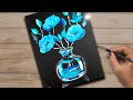 איך לצייר פרחים בצבעי אקריליק / שיעור ציור למתחילים / מציירים בקלות בטכניקה פשוטה