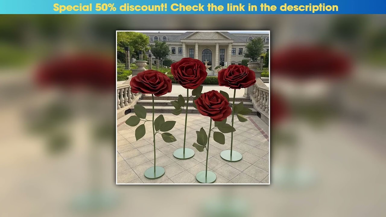 Review Giant Rose EVA Floral Artificial Wedding Road Lead Big Rose Flower Birthday Party BackdropDe