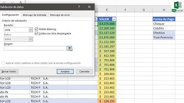 Excel Validación de datos