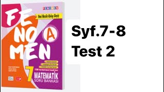 7.Sinif Fenomen A S.7-8 Test 2 Tam Sayilarla Toplama İşlemi̇