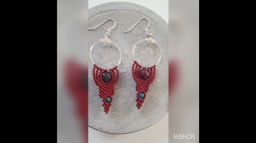 Handmade Macrame Earrings, Agate Gemstone Bead Hoop Earrings, Unique Birthday Gift for Women