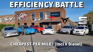 Which is the most efficient EV? Convoy elimination contest electric cars v a diesel! Cost per mile?