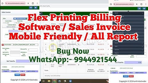 Flex Printing Billing Software Sales Invoice Mobile Friendly #unlimitedwebs #tamil #salesinvoice