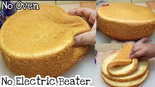 No Oven! No Measurement Cup! No Electric Beater! Basic 2 kg Vanilla Sponge Cake Make With Spoon