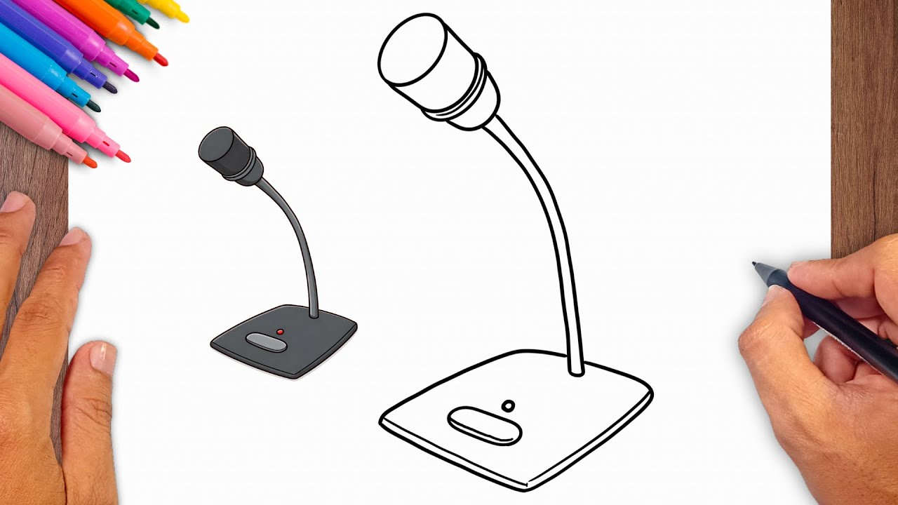 How to draw Desk Microphone - Easy Drawing for Kids & Beginners - YouTube