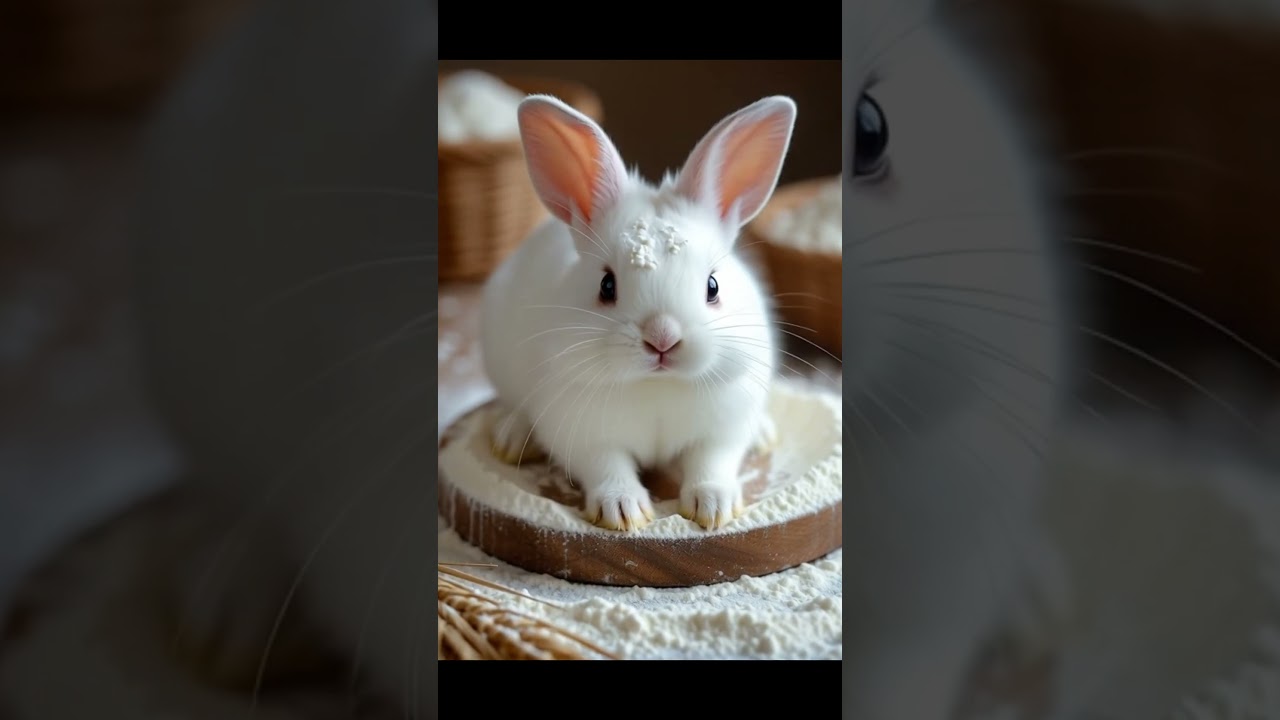 Bunny Playing with Flour Fun Messy Moments 🐰✨ 