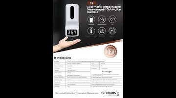 Automatic Sanitizer Temperature Measurement & Disinfection Wall Mount Thermometer and Non Contact K9