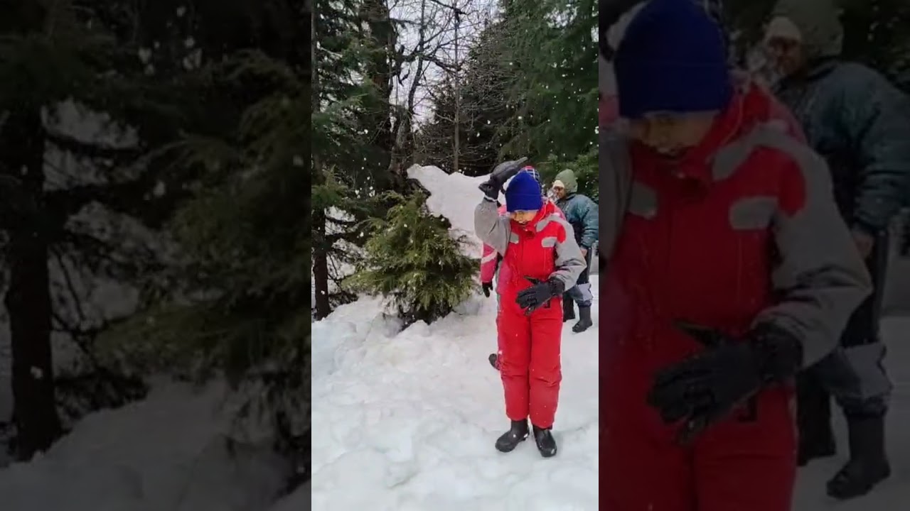 Playing with ice at Solang Valley