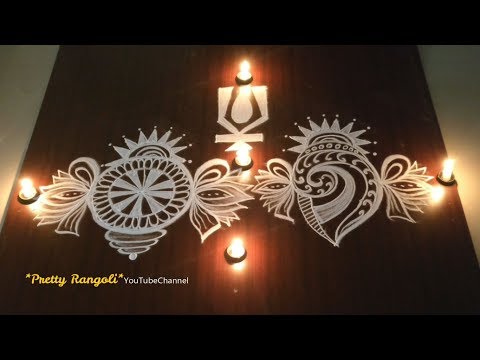 How To Draw Easy Shanku Chakra 🕉#rangoliforpoojaroomRangoli Kolam & Muggulu Ideas For Pooja Room#374