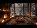Warm Winter Night In A Forest Cabin Soft Piano Falling Snow Cozy Fireplace Ambience For Sleep 