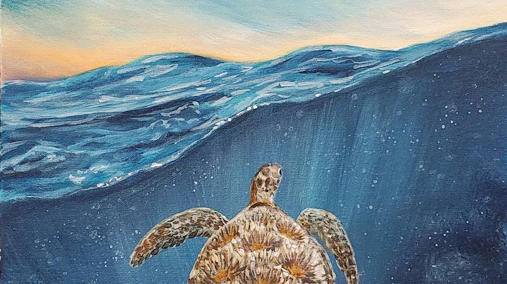 Sea Turtle Underwater Ocean Seascape Acrylic Paint...