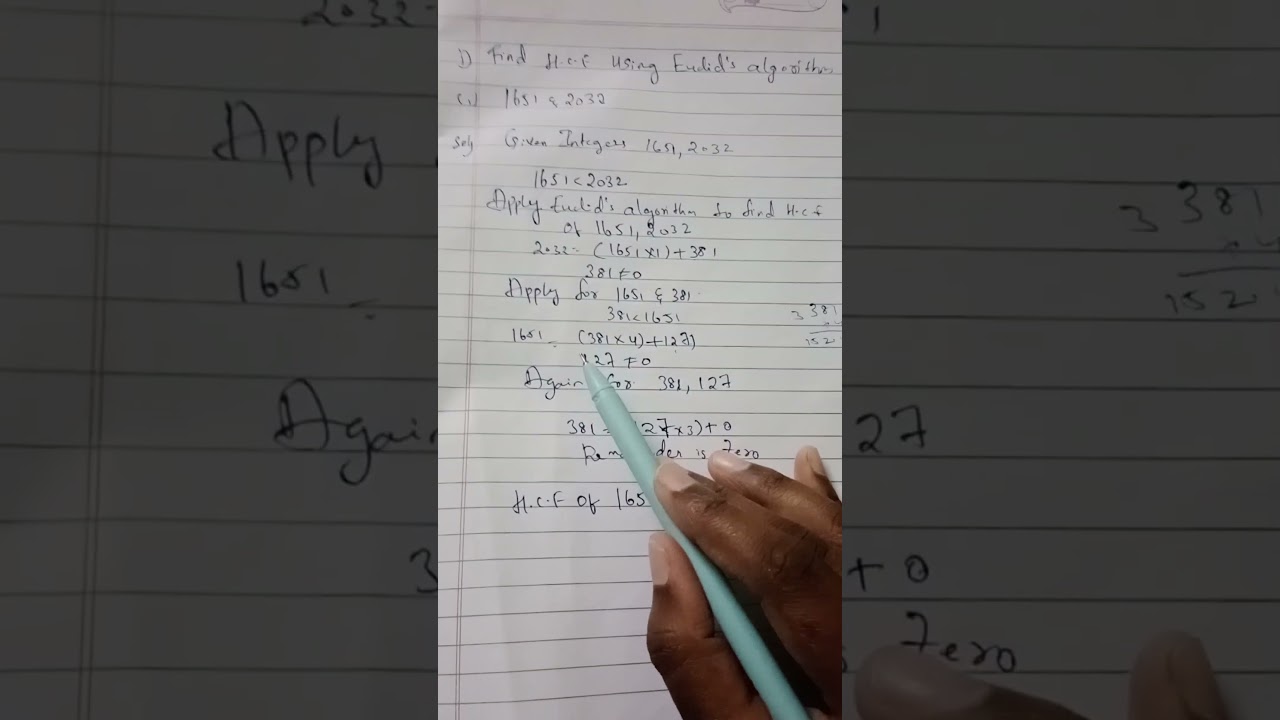 find HCF using Euclid's algorithm explanation in hindi