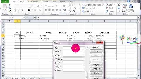 Microsoft Excel untuk Pelajar 7 Input data cepat
