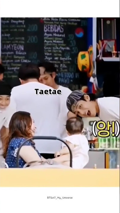 Baby got impressed by Taehyung 👀💜😂 #cute #baby#funny #taehyung #jinnyskitchen