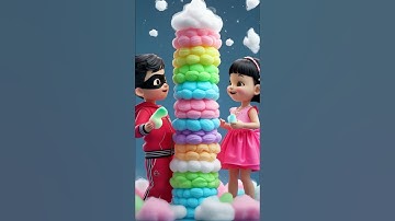 Squid Game AI Eats 10 Layer Cotton Candy Roll 🌈🍬 ASMR Satisfying#asmrRainbow #squidgame #squidgame