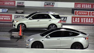 Tesla Model Y vs AMG Mercedes GLE and Porsche Cayenne