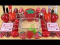 STRAWBERRY SLIME | Mixing makeup and glitter into Clear Slime | Satisfying Slime Videos 1080p
