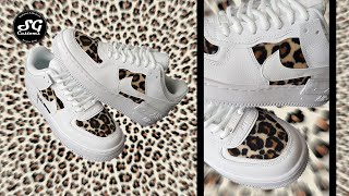 Sewing leopard faux fur fabric on Nike Air Force 1 Shadow| custom animal print shoes (the right way)