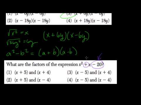 Factoring Quadratics 17 Algebra Regents - YouTube