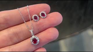 Vivid Red Ruby Pendant Oval Shape 0.54 Cts Gemstone 0.28 Cts Diamonds