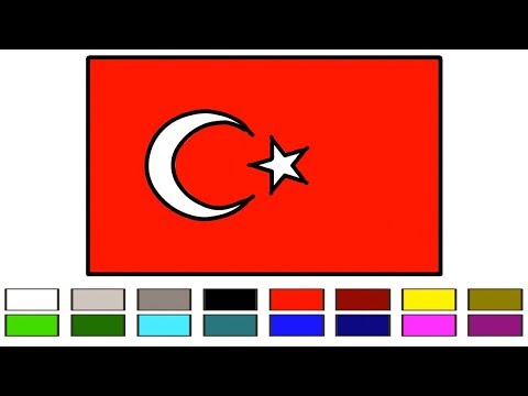 Little Channel: The Flag of Turkey || How To Drawing Coloring Easily for  Kids Step By Step || Draw the Turkish Flag