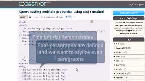 JQUERY Tutoriral :jQuery setting multiple properties using css method