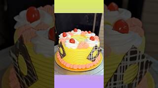 pineapple cake pastry with chocolate garnishing and cherry 🍒#cake #anniversary #viral #birthday #diy