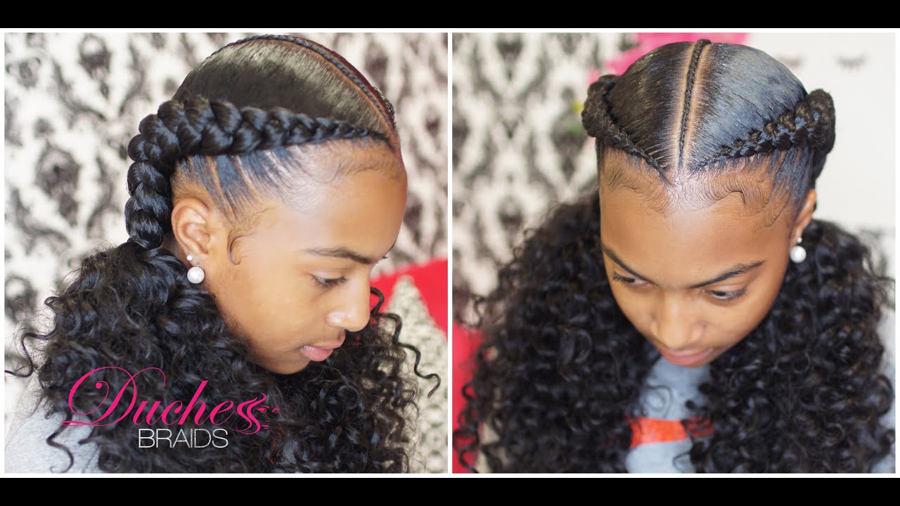 How To Sleek 2 Braids With Curly Ends Youtube Braids With Curls Cute Braided Hairstyles Braids For Black Hair