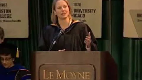 Joanne Mahoney greets Le Moyne College President F...
